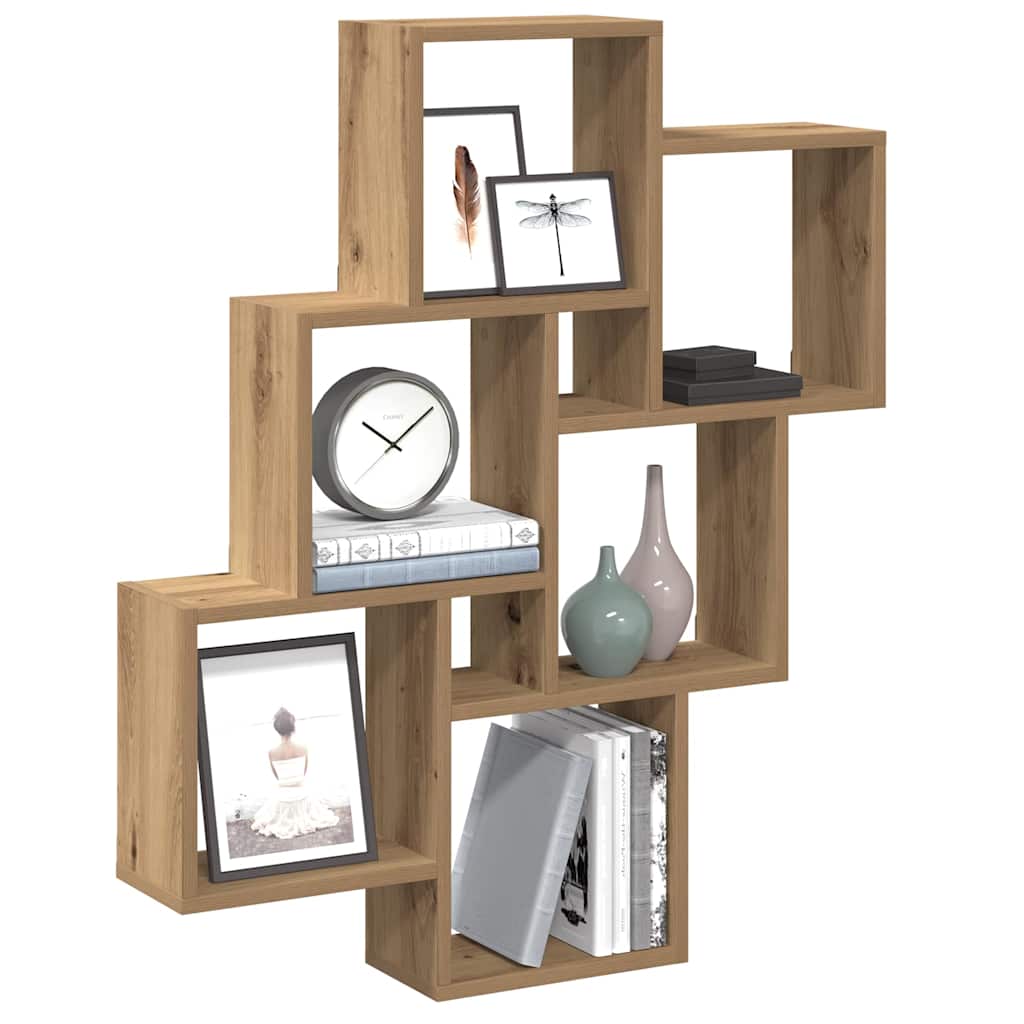 Wall Cube Shelf Artisan Oak 78x15x93 cm Engineered Wood