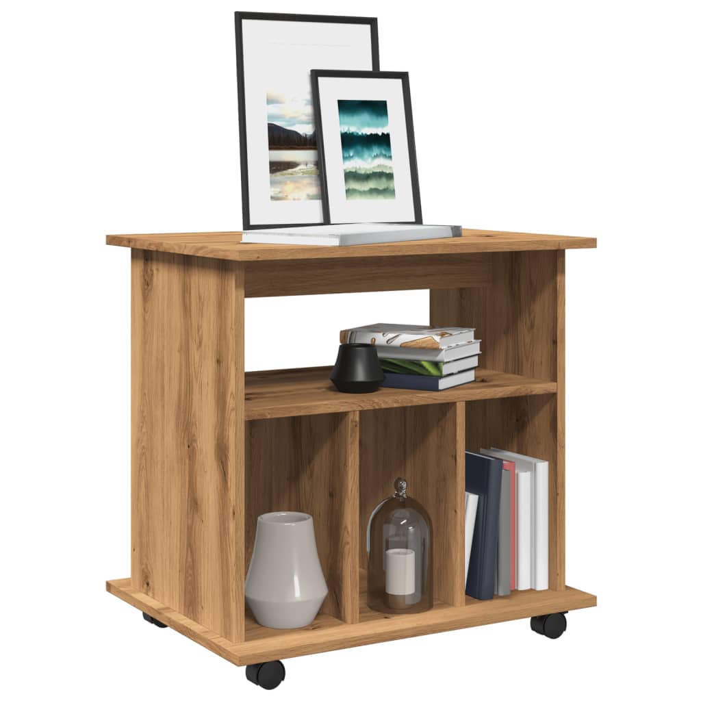 Rolling Cabinet Artisan Oak 60x45x60 cm Engineered Wood
