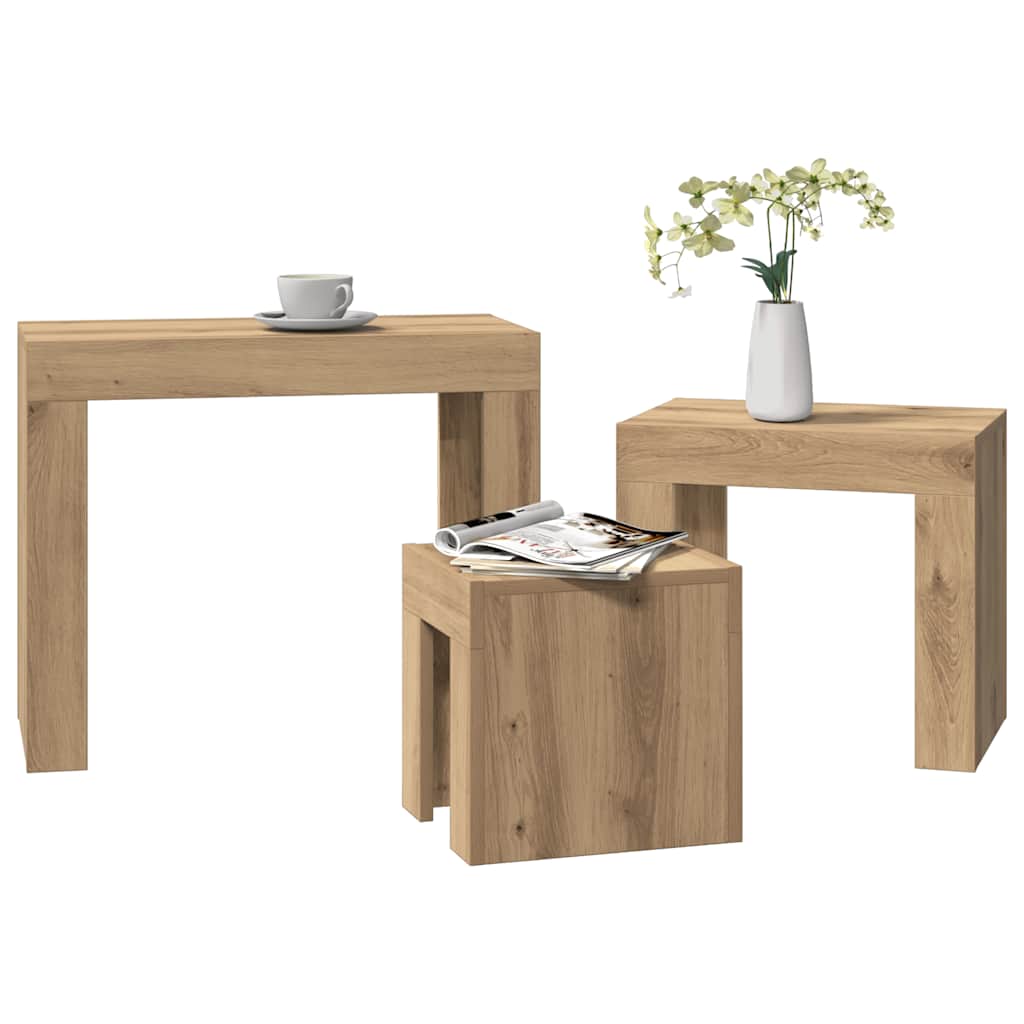 Nesting Coffee Tables 3 Pieces Artisian Oak Engineered Wood