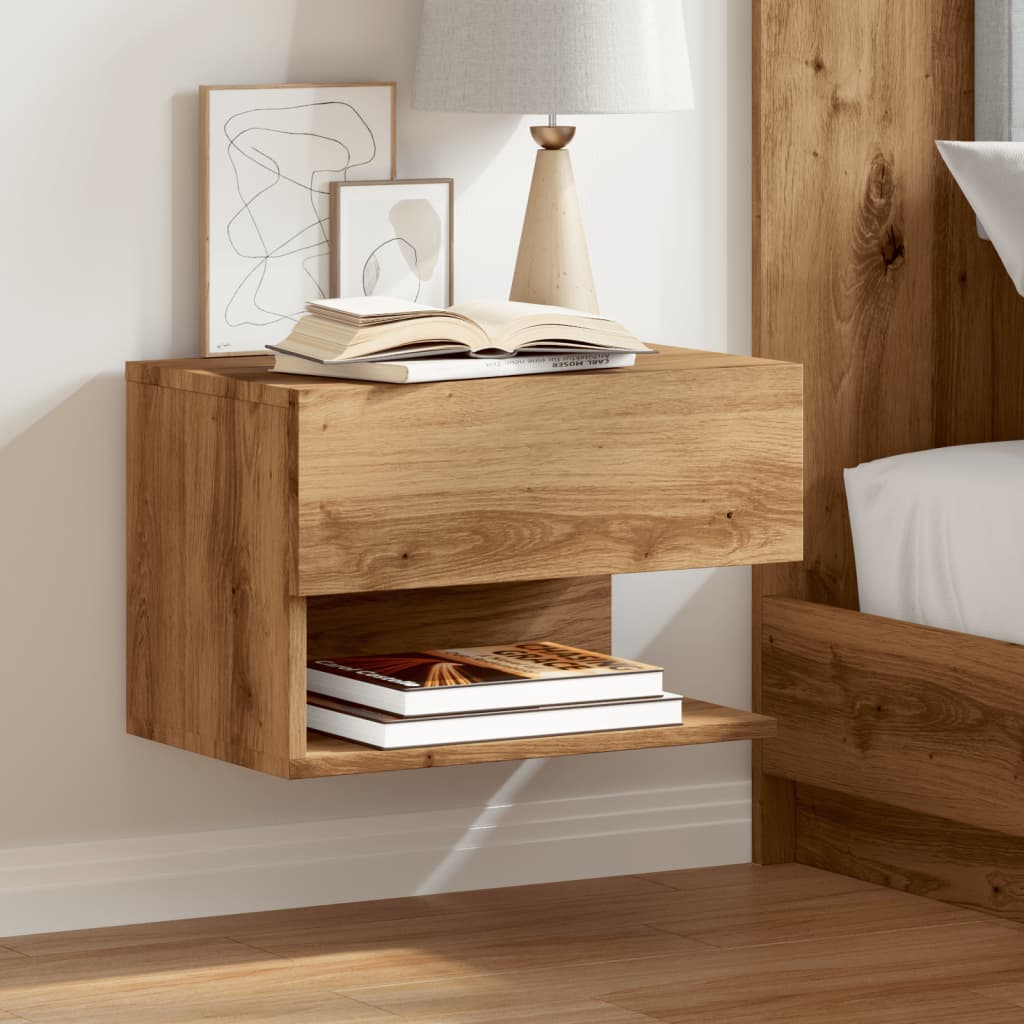Wall-mounted Bedside Cabinet Artisian Oak