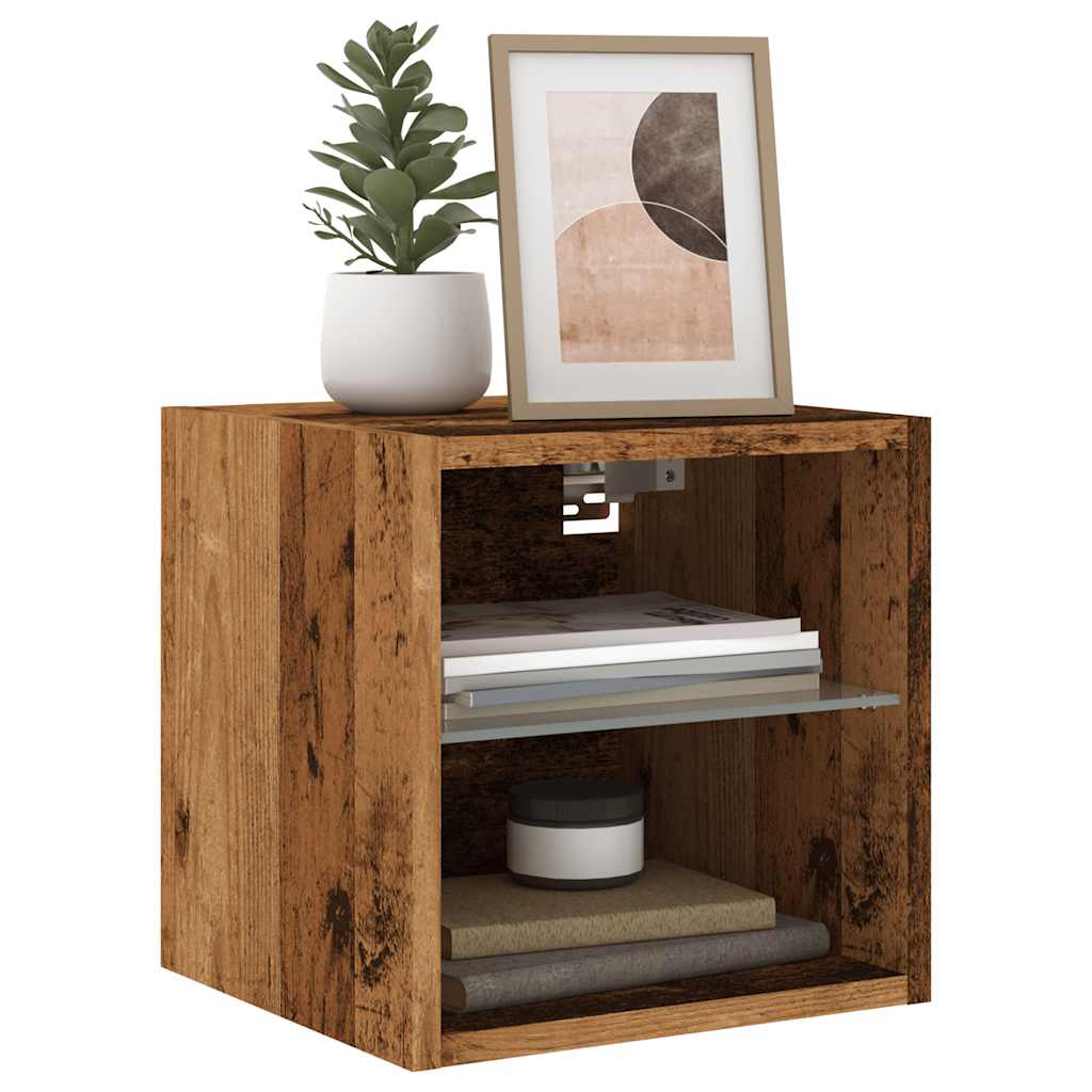 TV Wall Cabinet with LED Lights Old Wood 30x28.5x30 cm