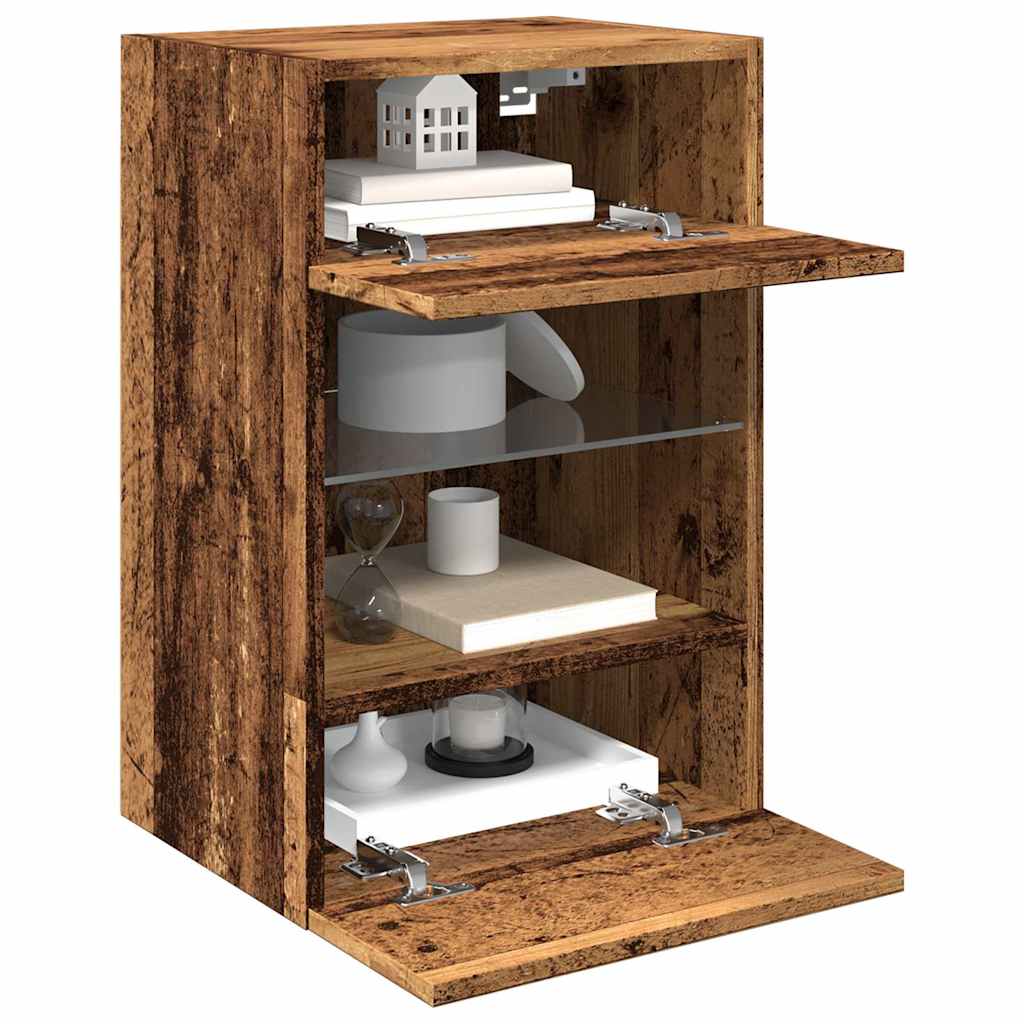 TV Wall Cabinets with LED Lights 2 pcs Old Wood 40x30x60,5 cm