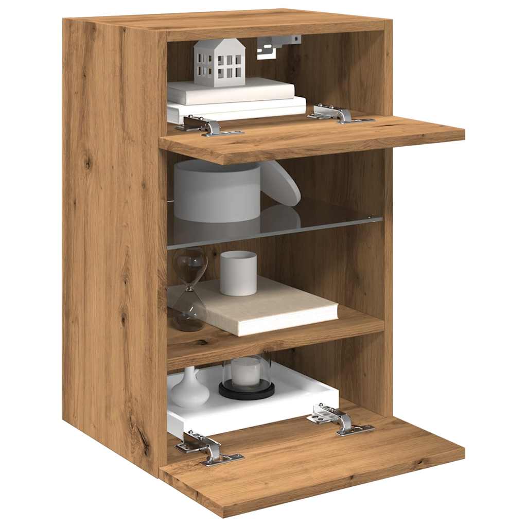 TV Wall Cabinets with LED Lights 2 pcs Artisan Oak 40x30x60,5 cm