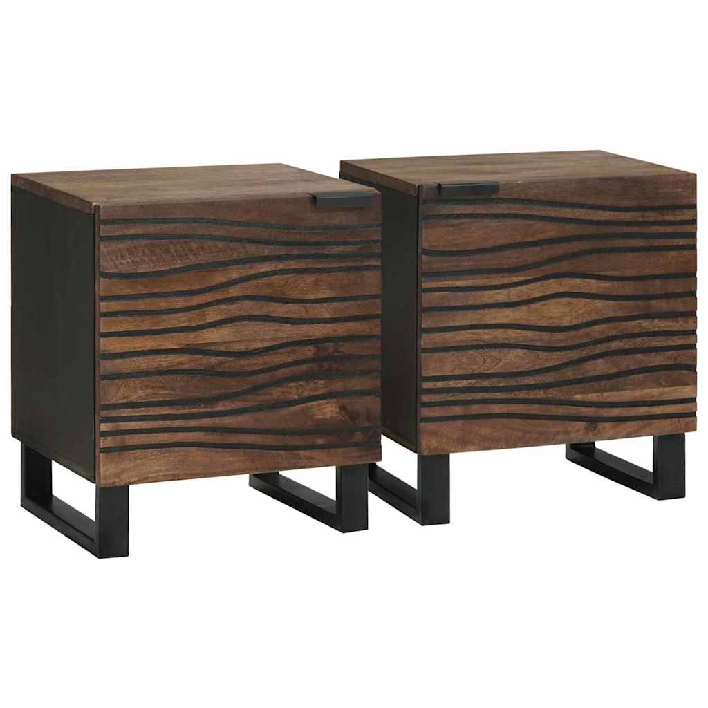 Bedside Cabinets - 2 Pack, Solid Mango Wood, Dimensions: 40x33.5x46 cm