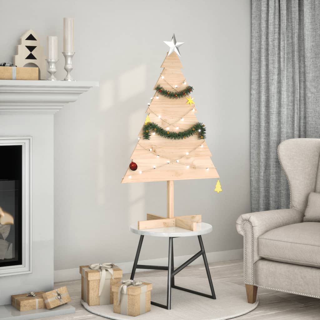 Lauxe Wooden Christmas Tree for Decoration 110cm Solid Wood