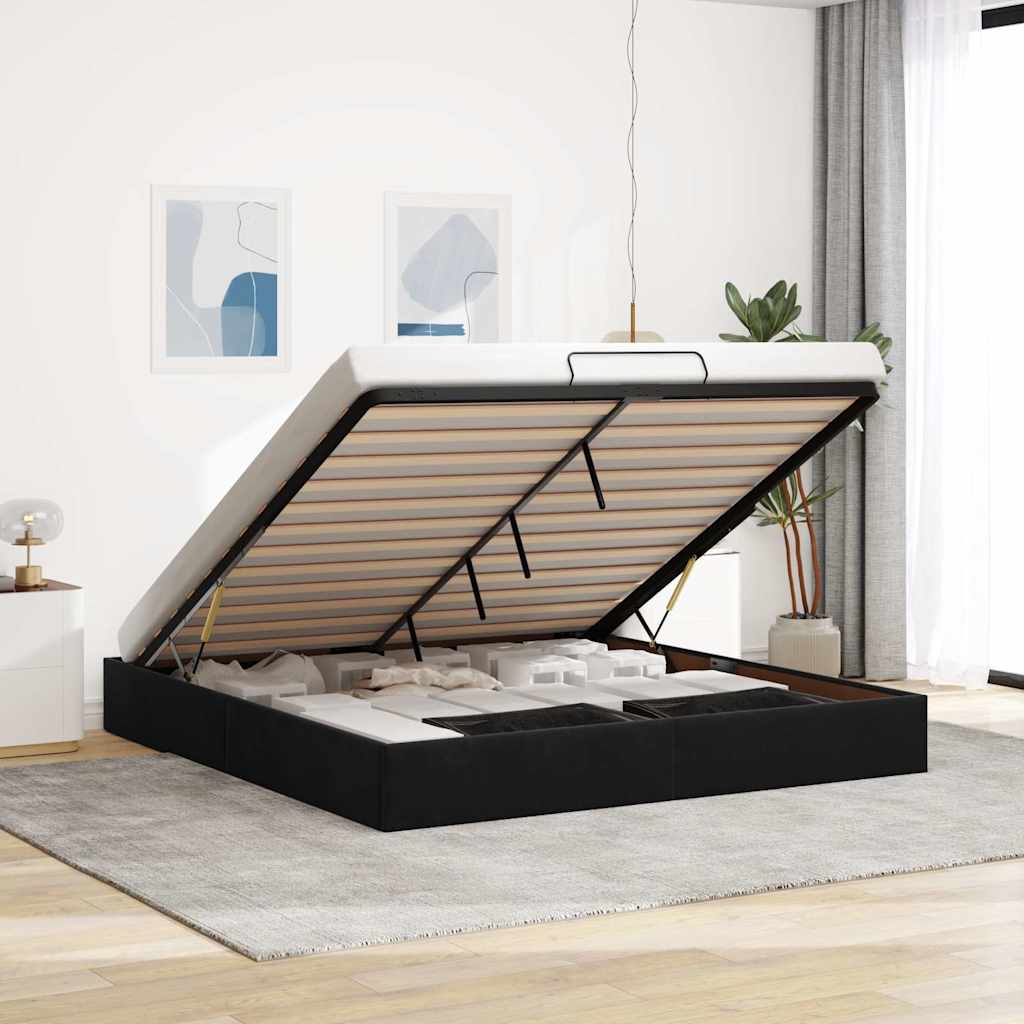 Ottoman Bedframe Black Super King Velvet