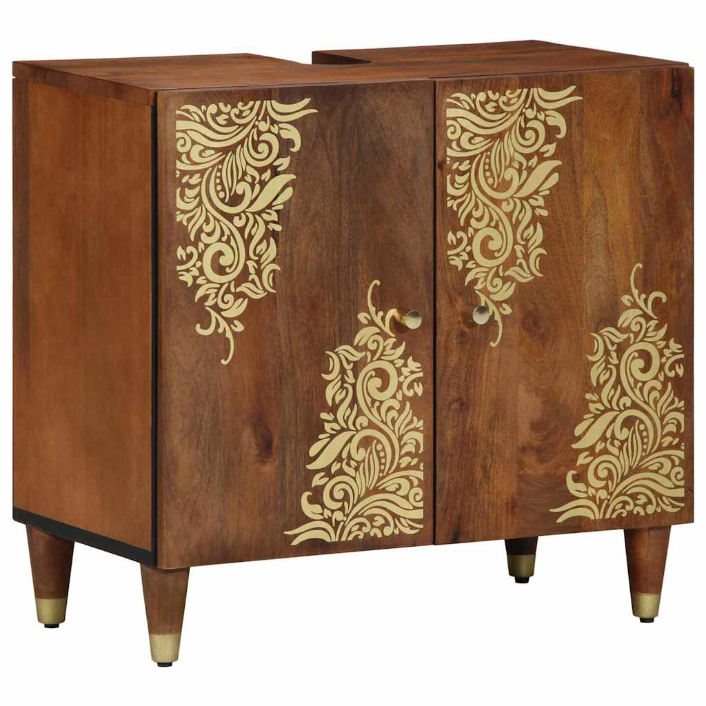 Bathroom Sink Cabinet Honey brown with gold features Solid Wood