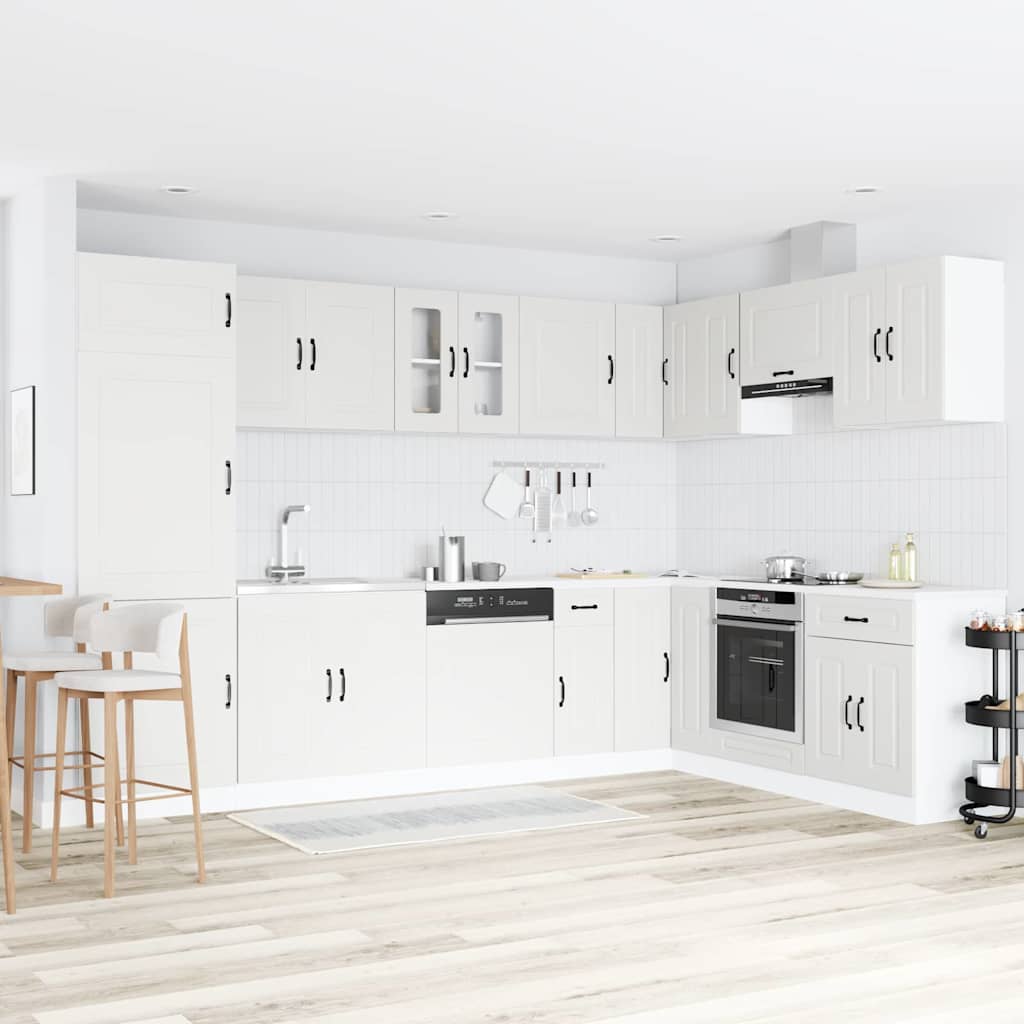 Kitchen Cabinet "Kalmar" with Double Basins White Engineered wood