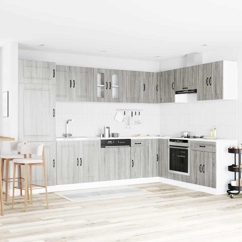 Kitchen Cabinet "Kalmar" with Double Basins Grey Sonoma Engineered wood