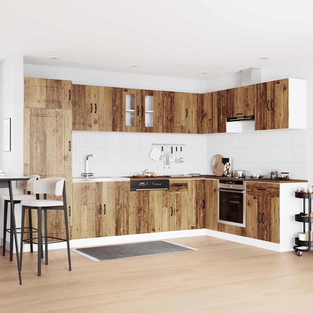 Kitchen Cabinet "Kalmar" with Double Basins Old Wood Engineered wood