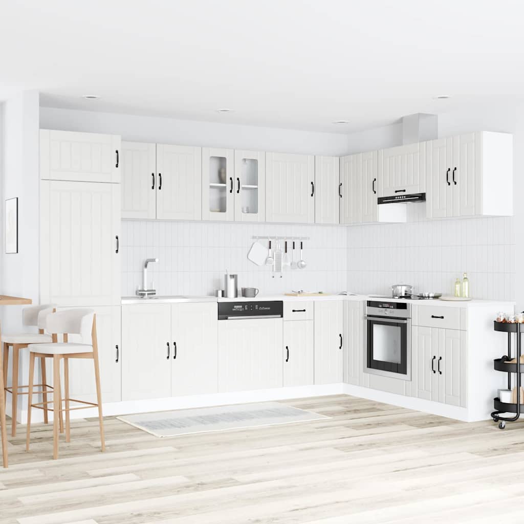 Kitchen Cabinet 'Lucca'with Double Basins - White Engineered Wood