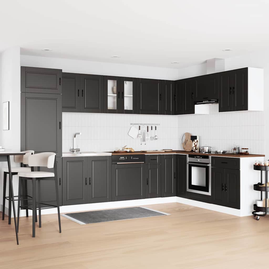 Porto Sink Base Cabinet with Sink - Black - 80x46x84.5 cm - Made of Engineered Wood