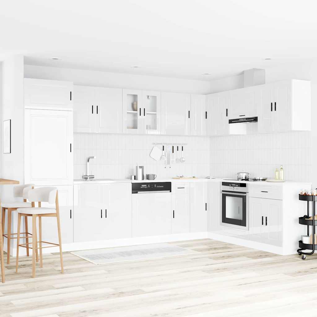 Sink Base Cabinet "Porto" with Sink High Gloss White 80x46x84,5 cm Engineered Wood