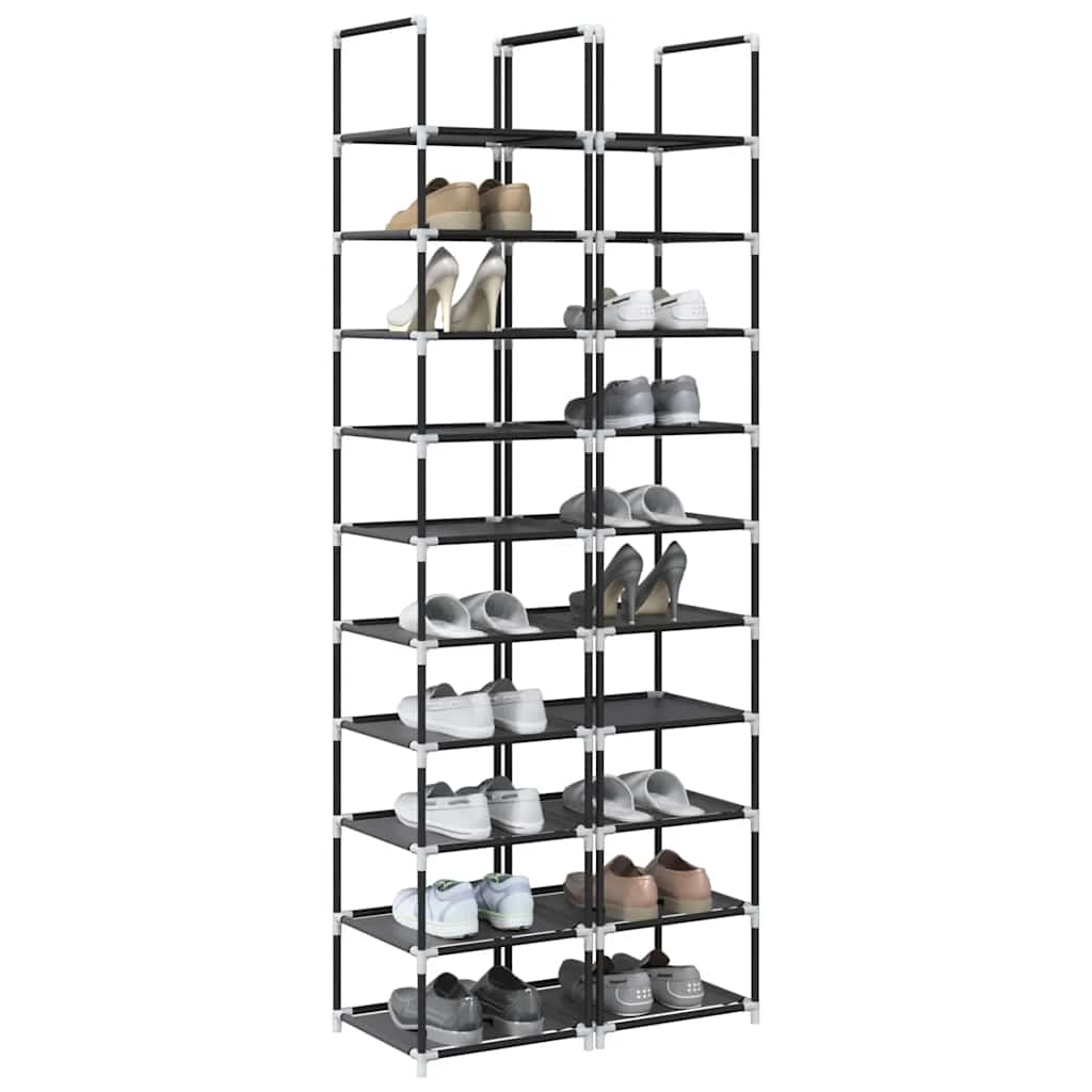 HORIZON Tall Shoe Racks 2 Pieces 10-Tier Black Non-woven Fabric
