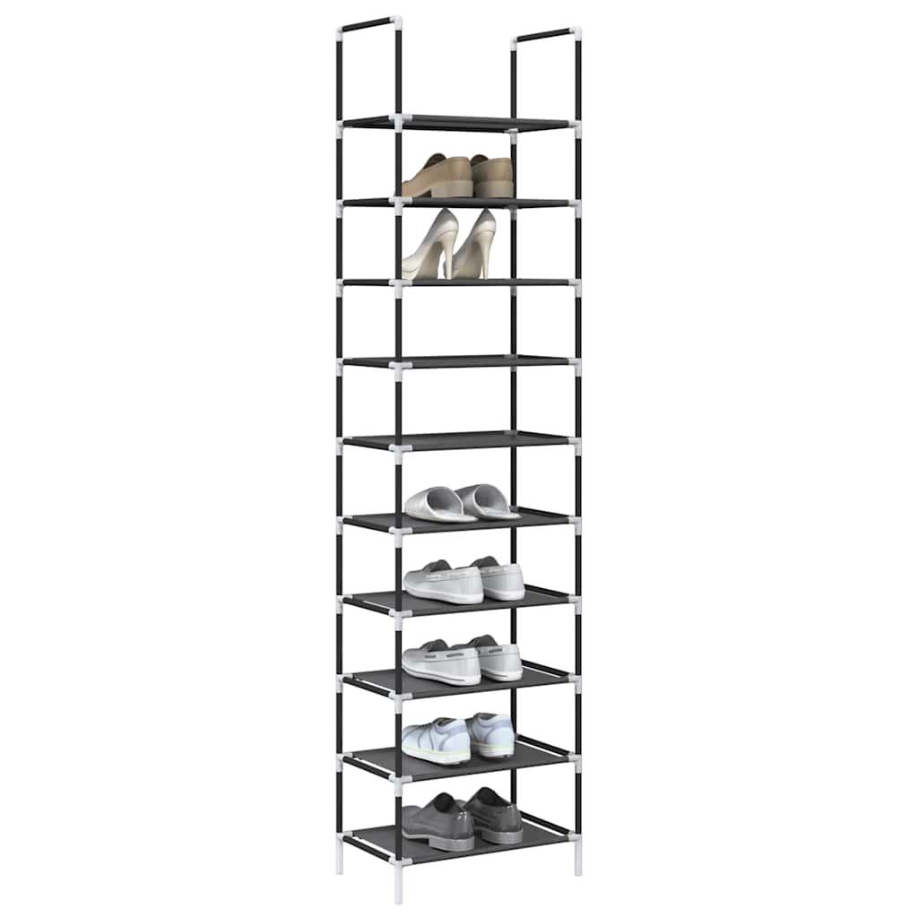KAMI Tall Shoe Rack 10-Tier Black Non-woven Fabric