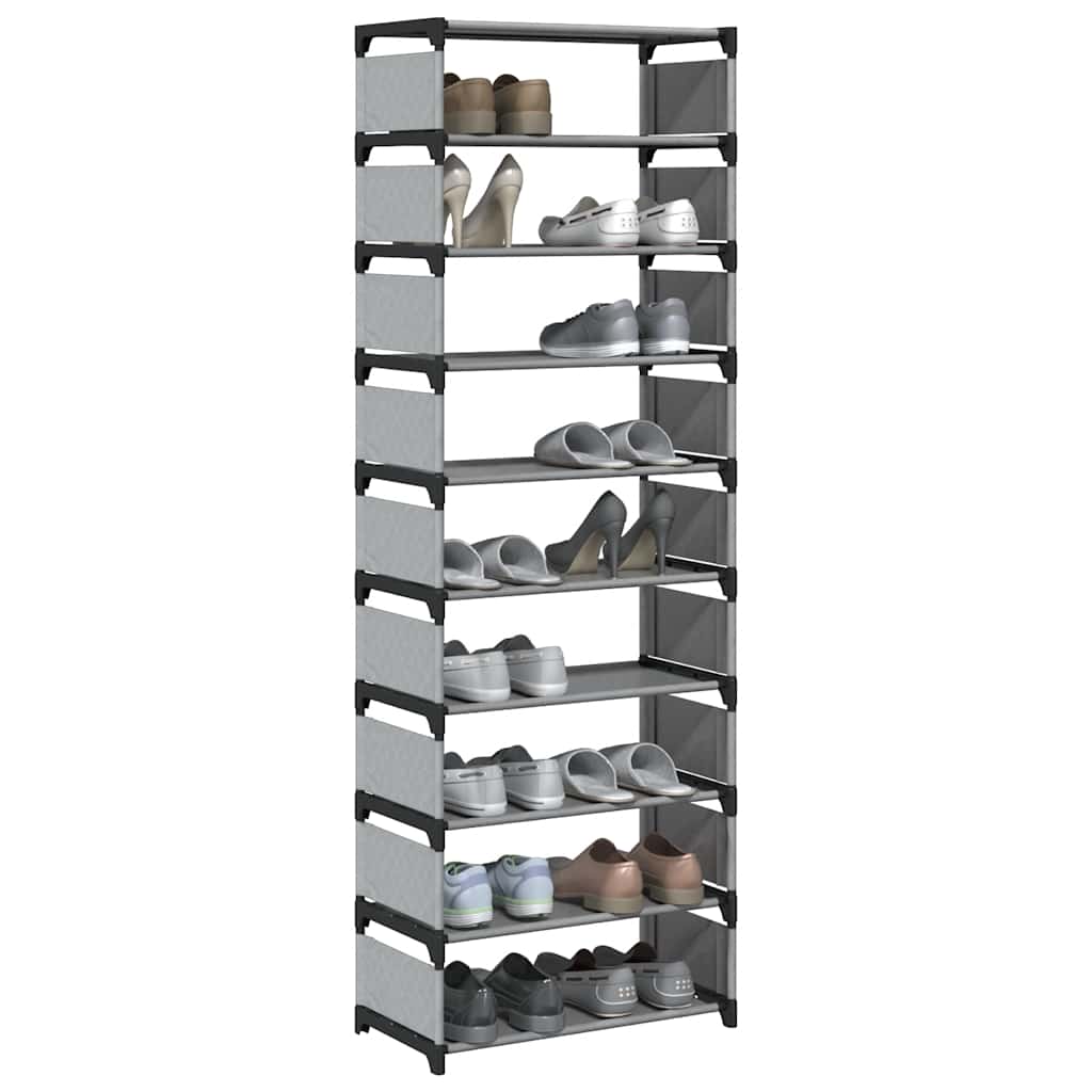XAVIER Tall Shoe Rack 10-Tier Grey Non-woven Fabric