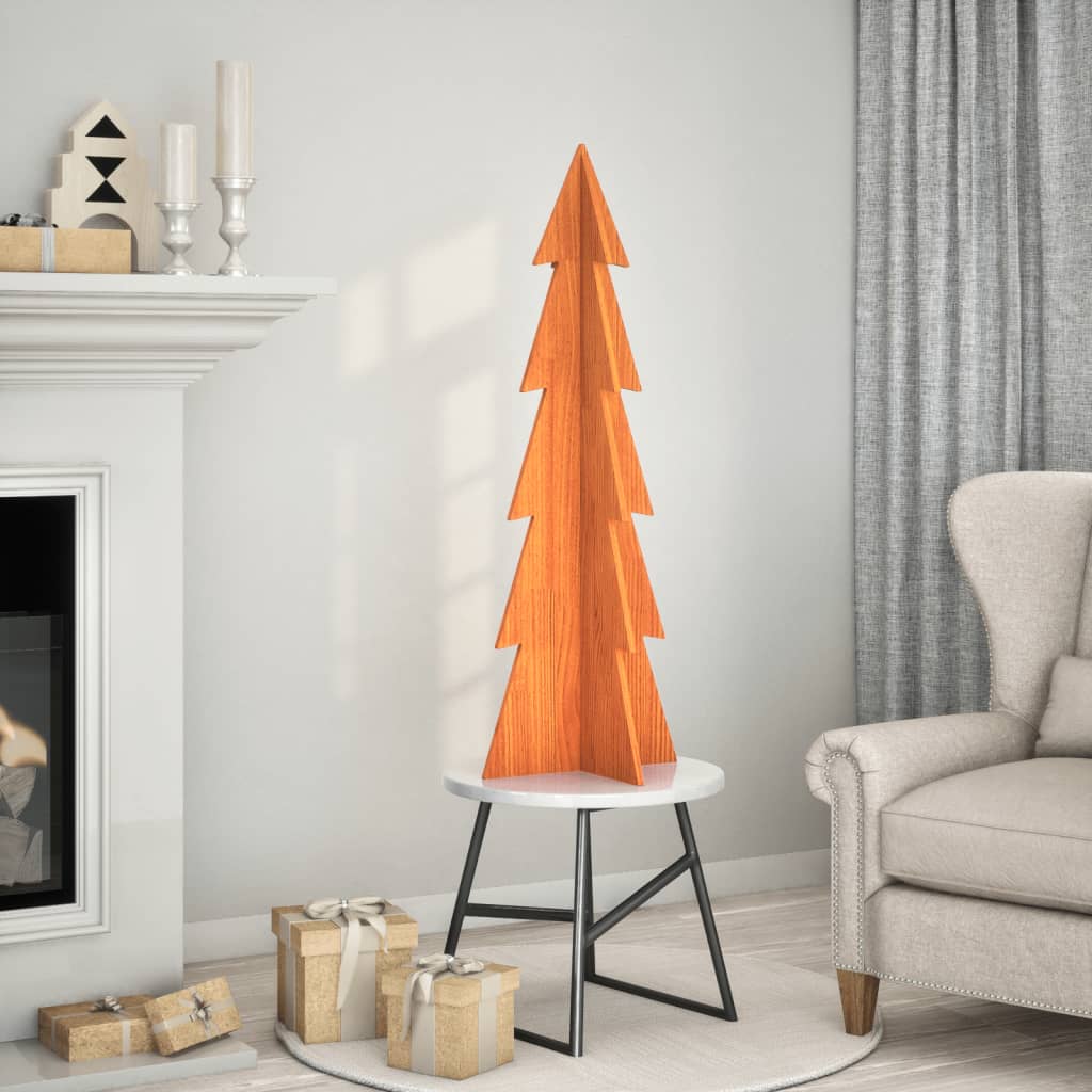 Elvan Wooden Christmas Tree for Decoration Wax Brown 112cm Solid Wood Pine