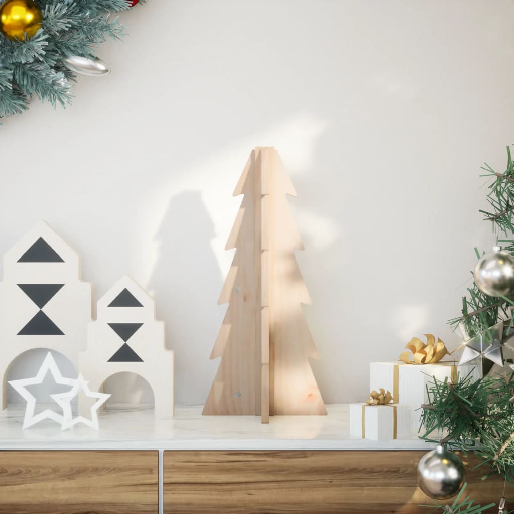 Elvan Wooden Christmas Tree for Decoration 49cm Solid Wood Pine