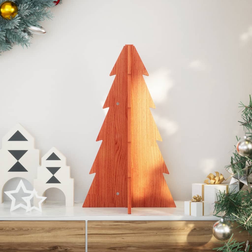Elvan Wooden Christmas Tree for Decoration Wax Brown 69.5cm Solid Wood Pine