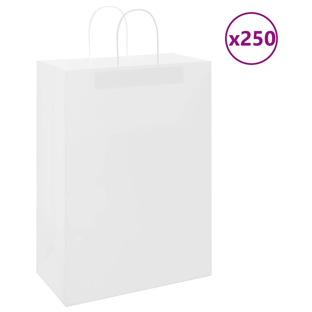 Paper Bags 250 pcs with Handles White 32x17x44 cm