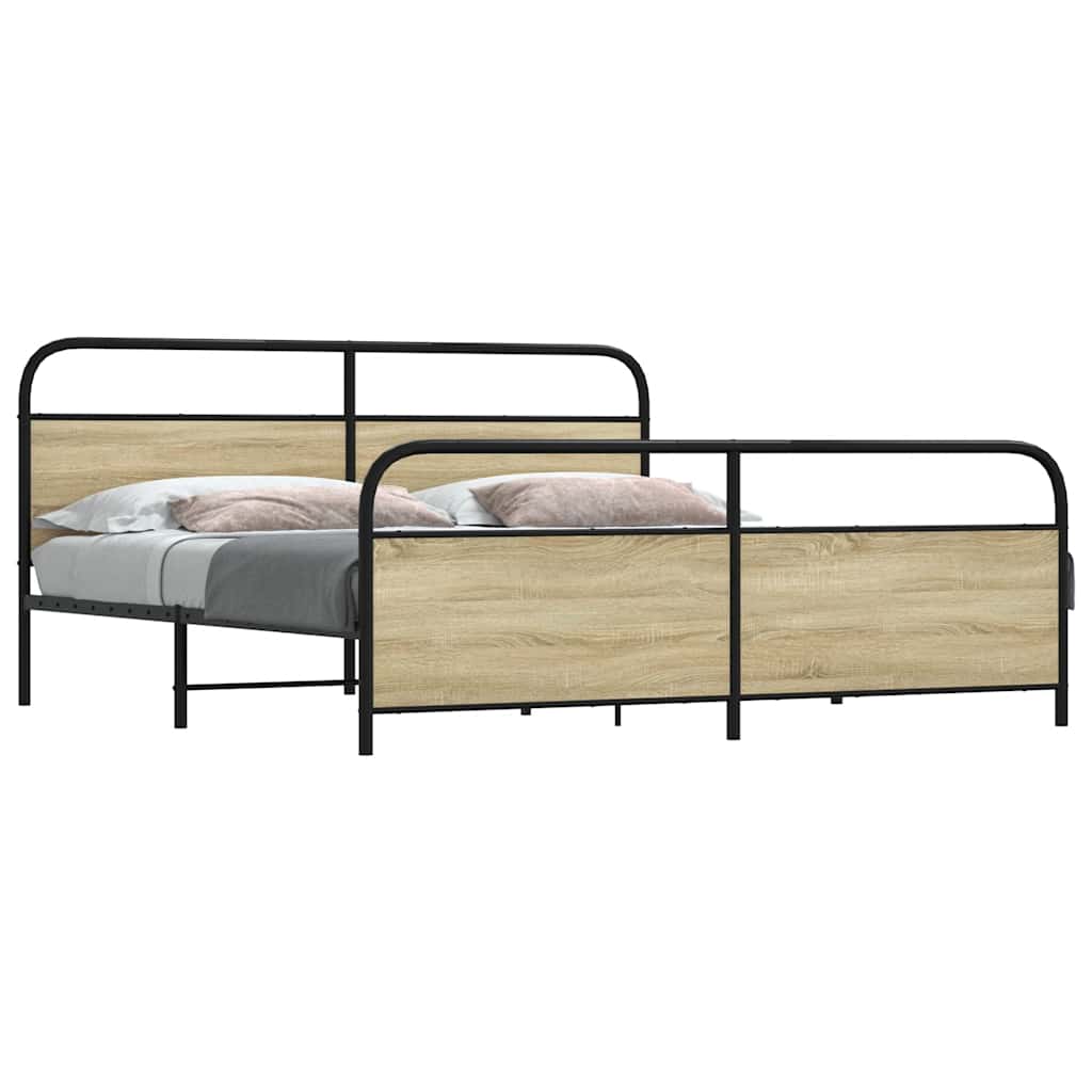 Metal Bedframe Sonoma Oak 180x200cm Super King