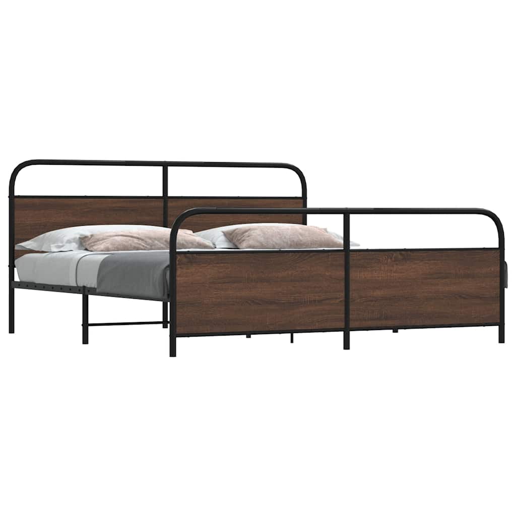 Metal Bedframe Brown Oak 183x213cm