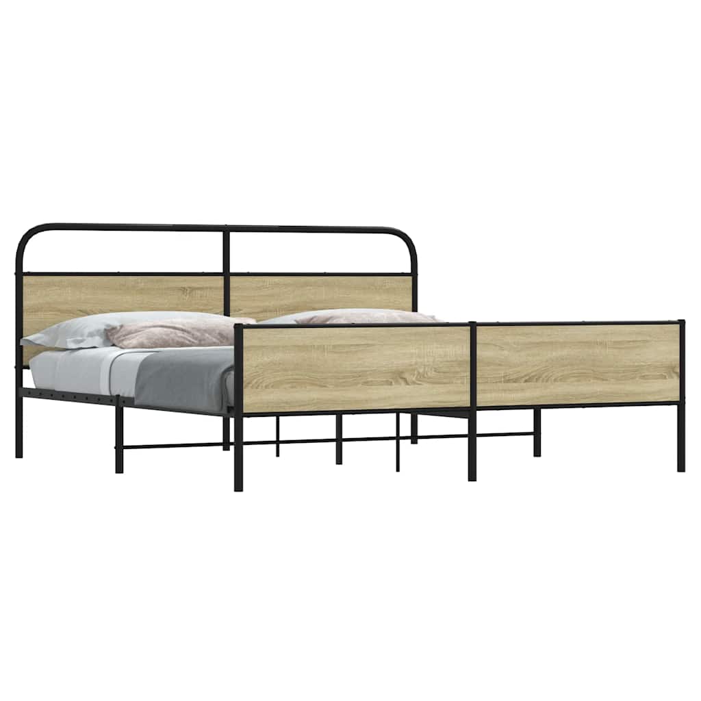 Metal Bedframe Sonoma Oak 180x200cm Super King