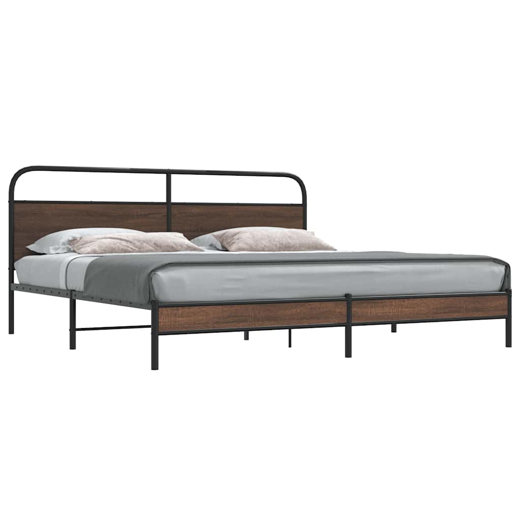 Metal Bedframe Brown Oak 193x203cm