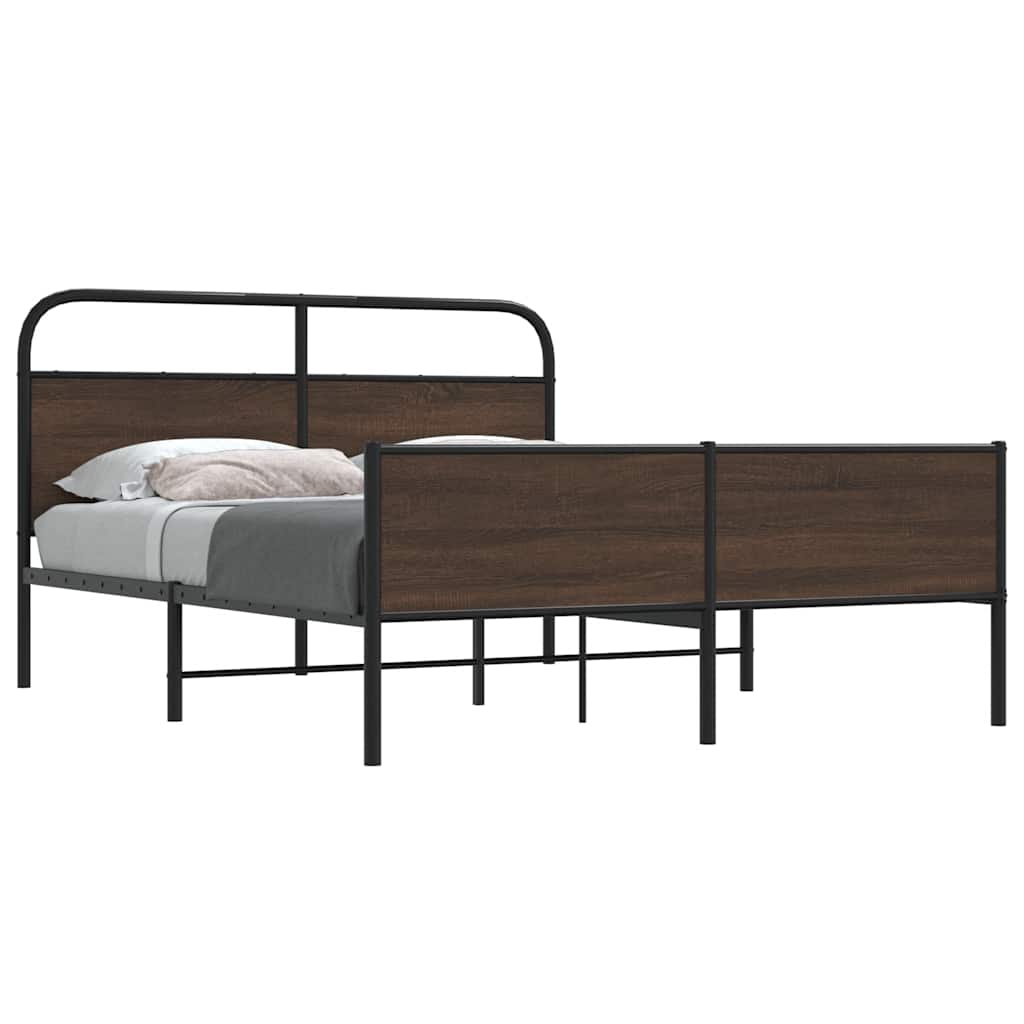 Metal Bedframe Brown Oak 160x200cm