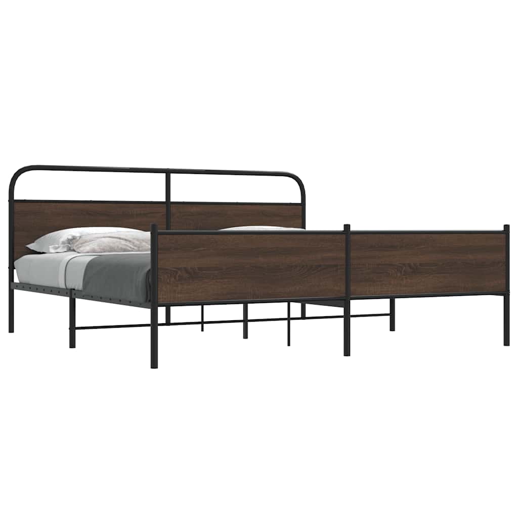 Metal Bedframe Brown Oak 200x200cm