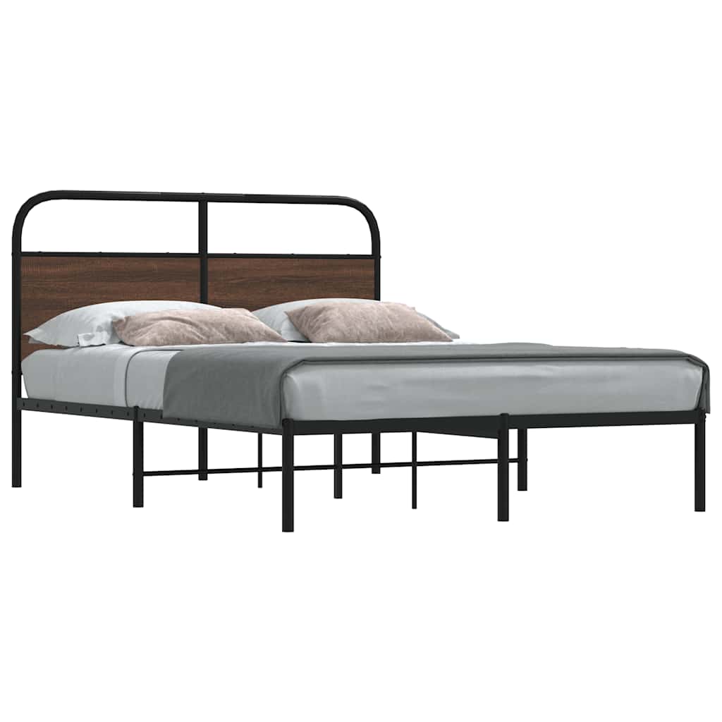Bedframe 120x190cm Small Double Brown Oak Engineered Wood