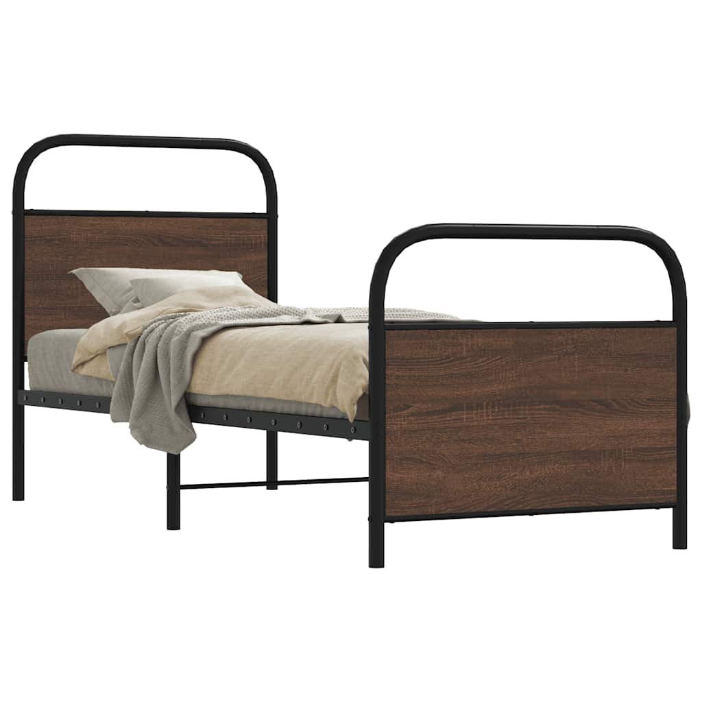 Bedframe 80x200cm Brown Oak Engineered Wood