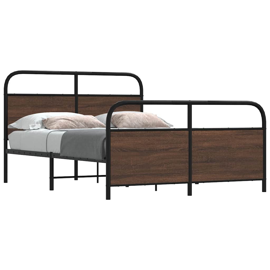 Bedframe 120x190cm Small Double Brown Oak Engineered Wood