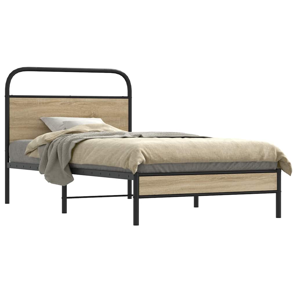 Bedframe 107x203cm Smoked Oak Engineered Wood