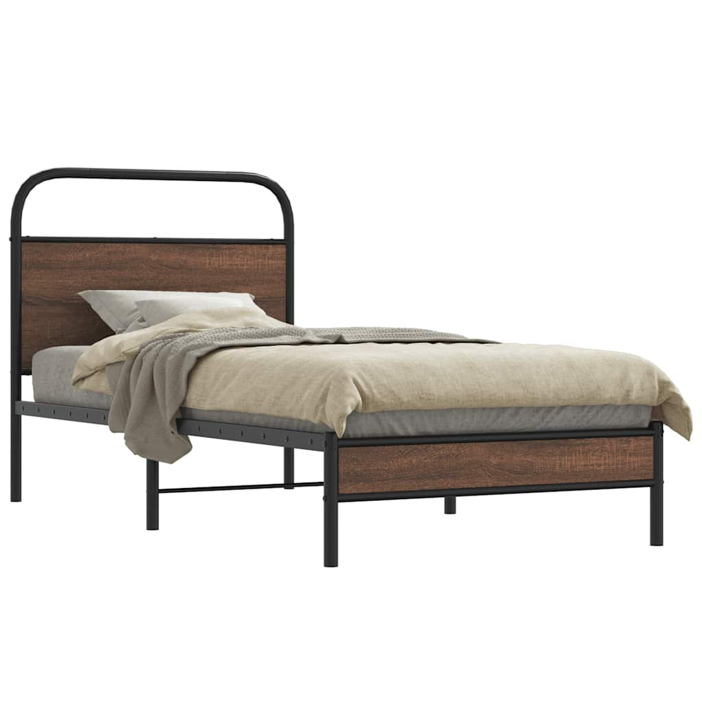 Bedframe 90x190cm Brown Oak Engineered Wood