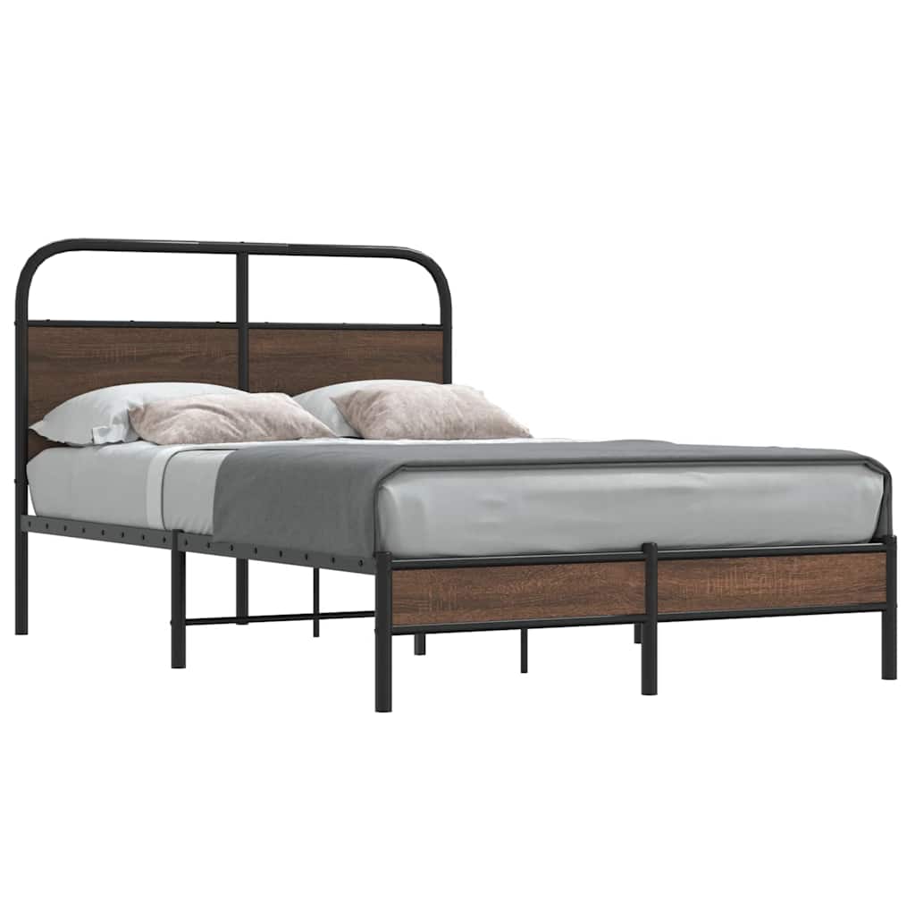 Bedframe 140x200cm Brown Oak Engineered Wood