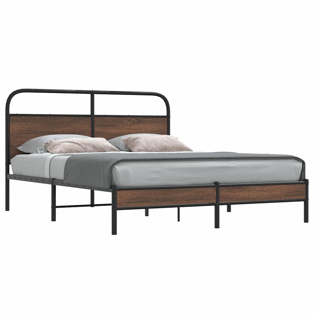 Bedframe 150x200cm King Size Brown Oak Engineered Wood