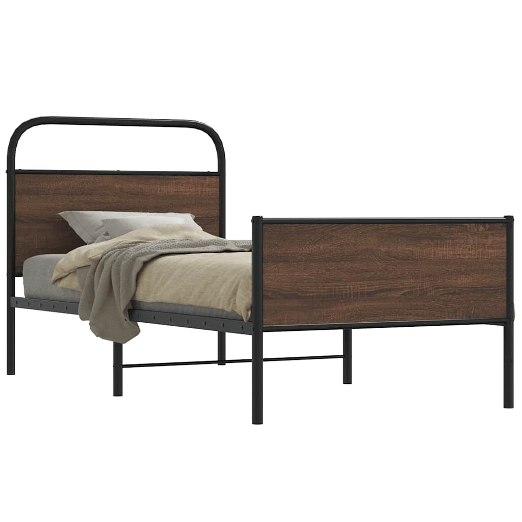 Bedframe 90x200cm Brown Oak Engineered Wood