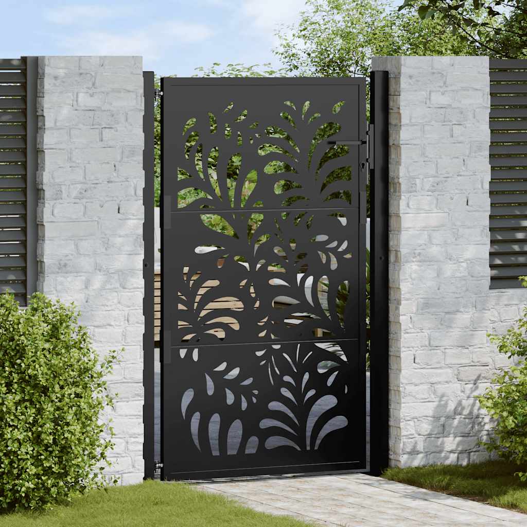 Garden Gate Black 105x155 cm Steel Wave Design