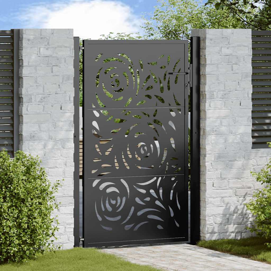 Garden Gate Black 105x155 cm Steel Flame Design