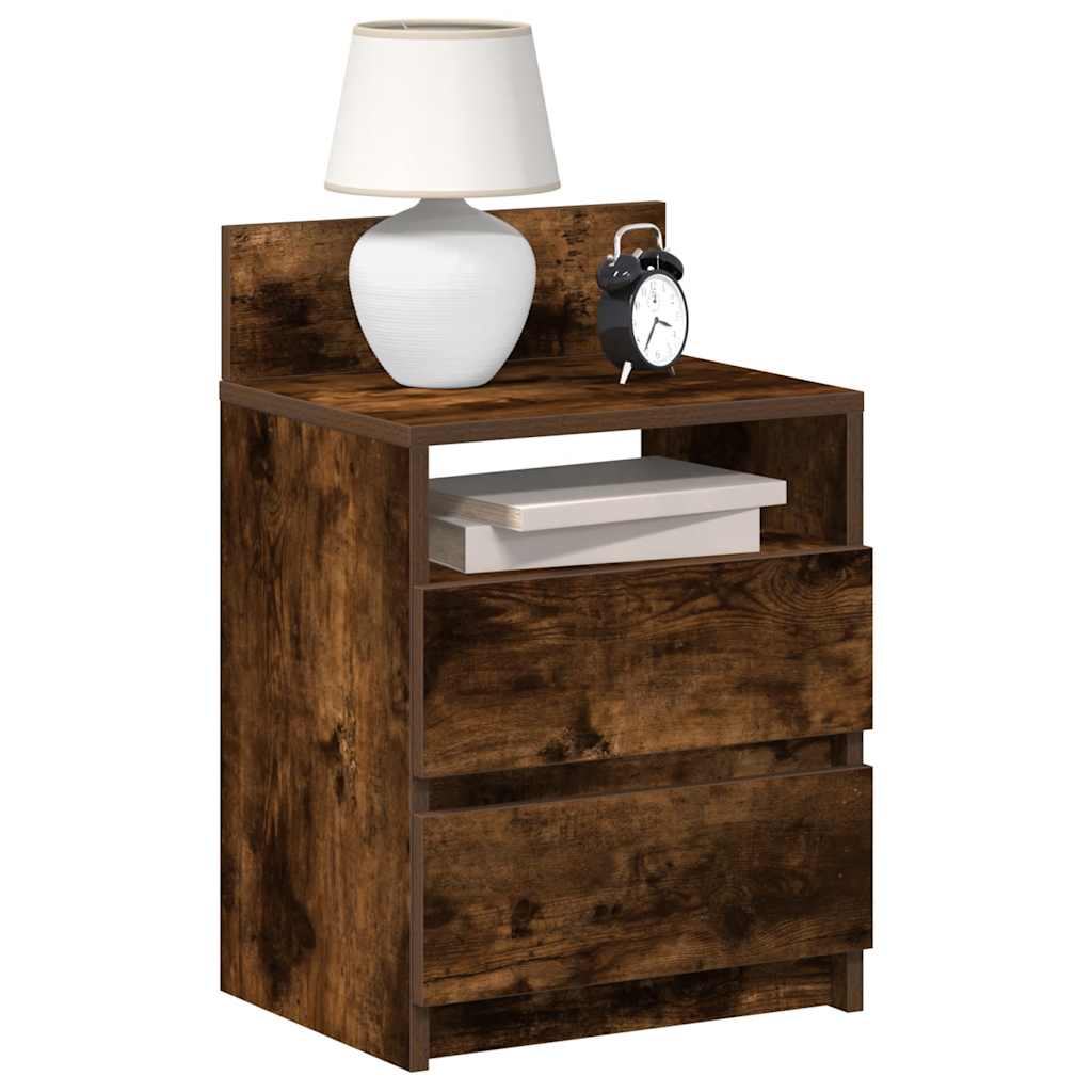 Bedside Cabinets 2 Pieces with 2 Drawers Smoked Oak 40x33x60 cm