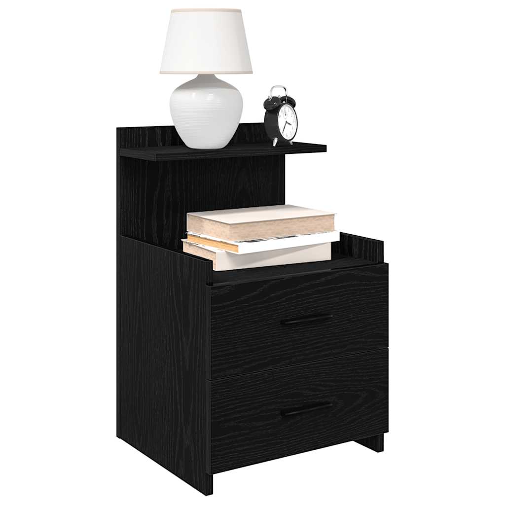 Bedside Cabinets 2 Pieces with 2 Drawers Black 40x36.5x62 cm
