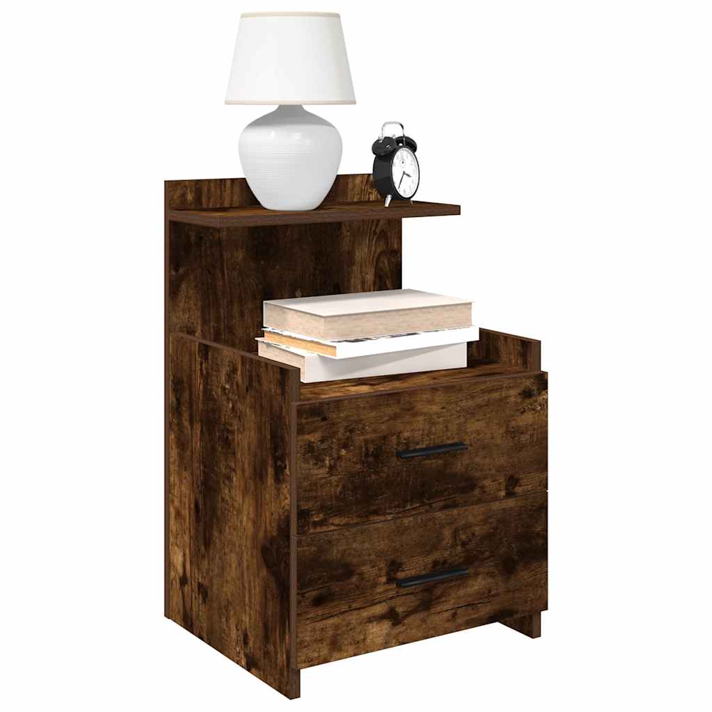 Bedside Cabinets 2 Pieces with 2 Drawers Smoked Oak 40x36.5x62 cm