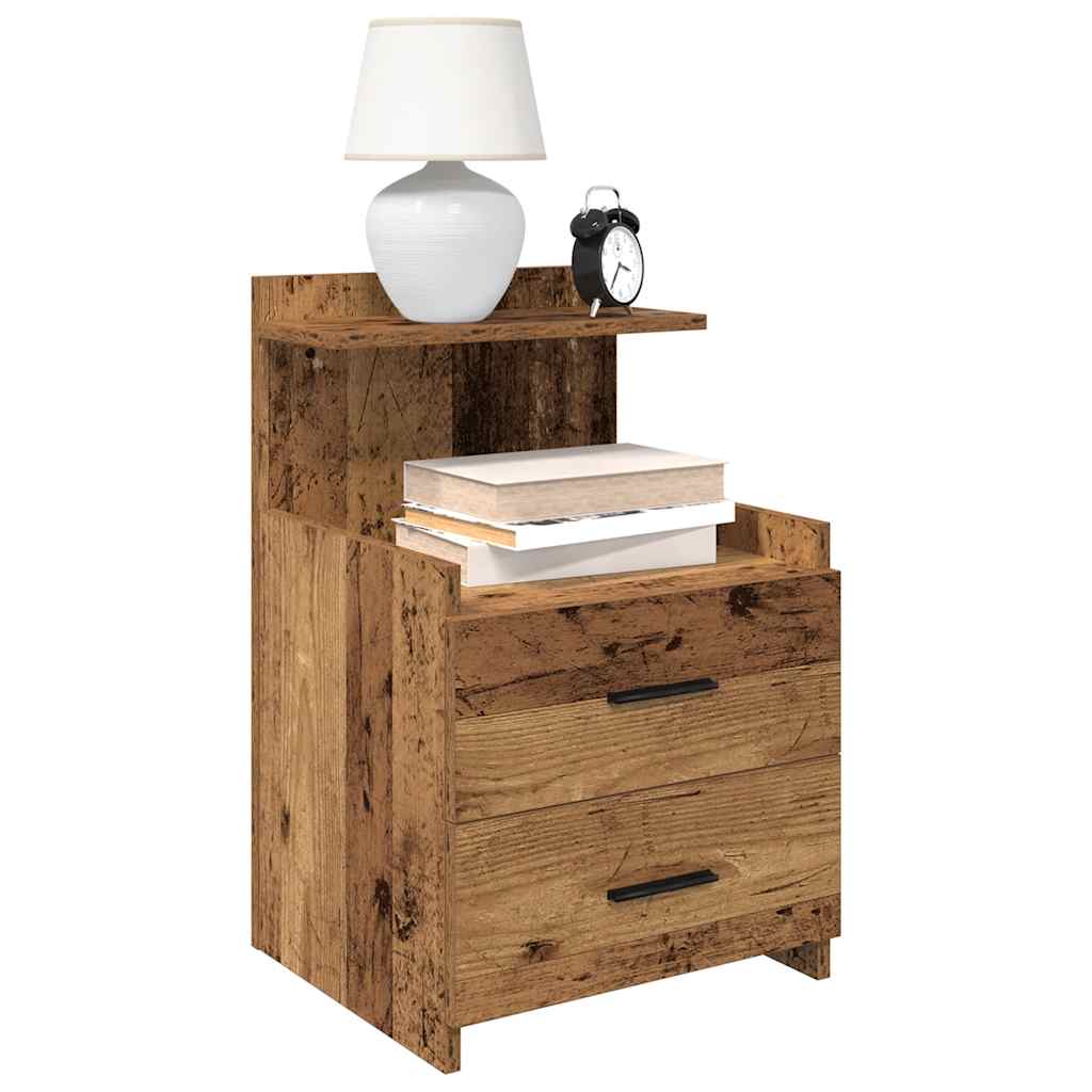Bedside Cabinets 2 Pieces with 2 Drawers Old Wood 40x36.5x62 cm