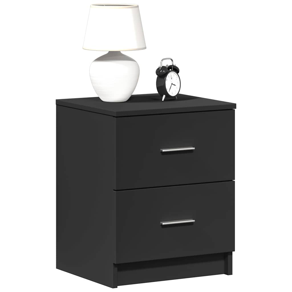 Bedside Cabinets 2 Pieces with 2 Drawers Black 40x36x50 cm