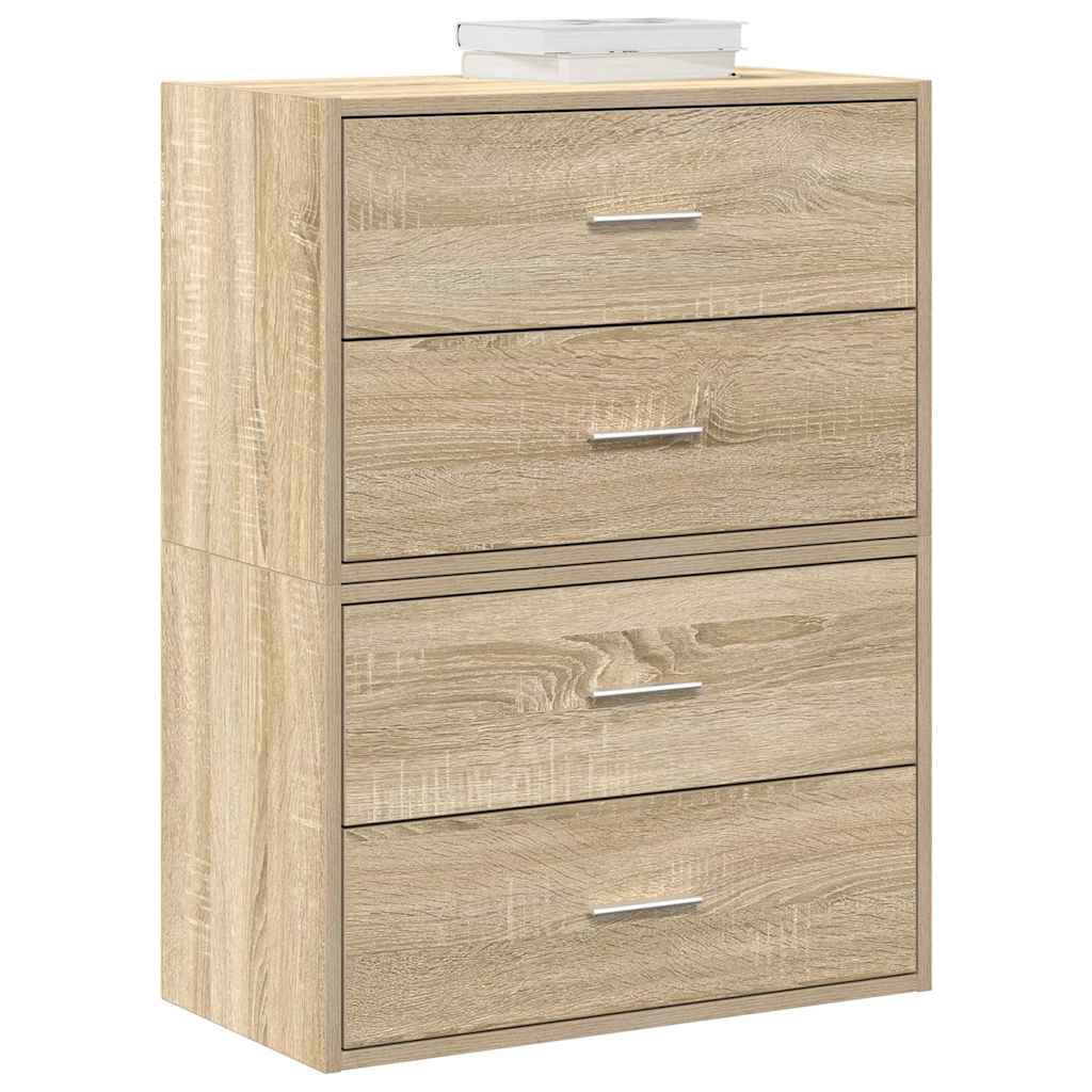 RIMA I Oak Finish Chest of Drawers - Small-sized, 2 Pieces, 2 Drawers