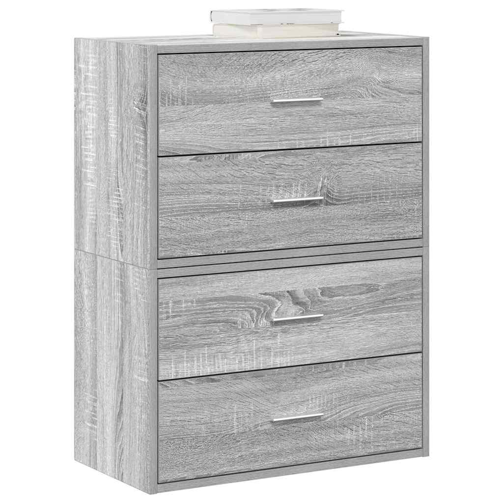 RIMA Grey Chest of Drawers - Small-sized, 2 Pieces, 2 Drawers