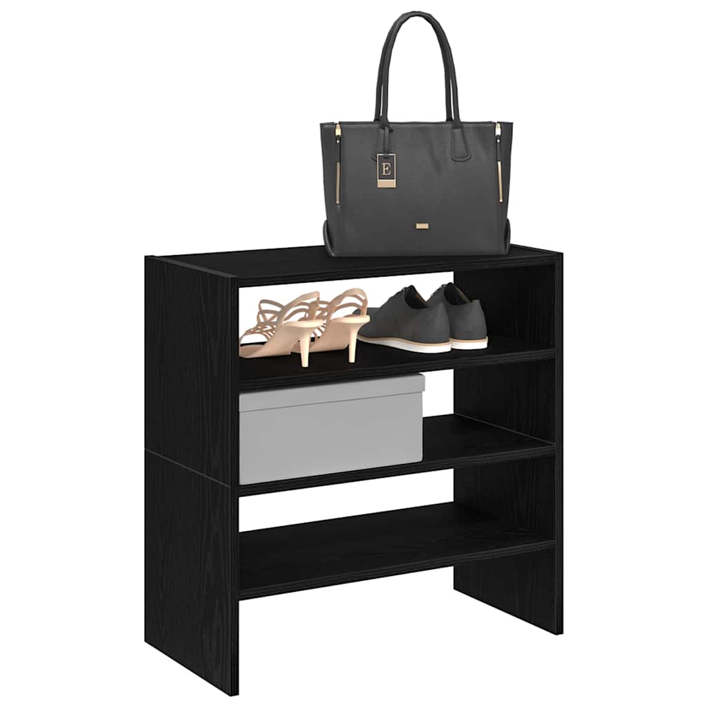 MARINER Small Shoe Racks 2 Pieces Stackable Black Oak