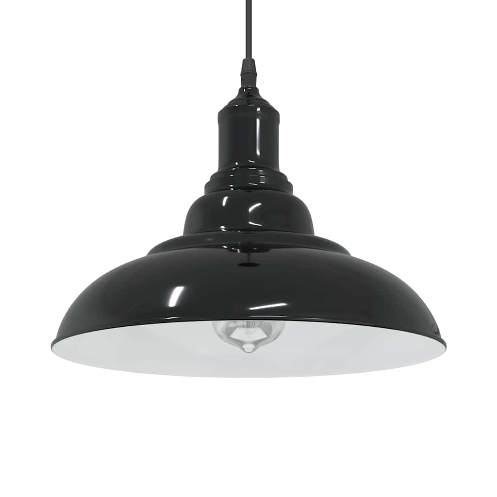 Pendant Lamp Height Adjustable E27 Gloss Black 31 cm Metal