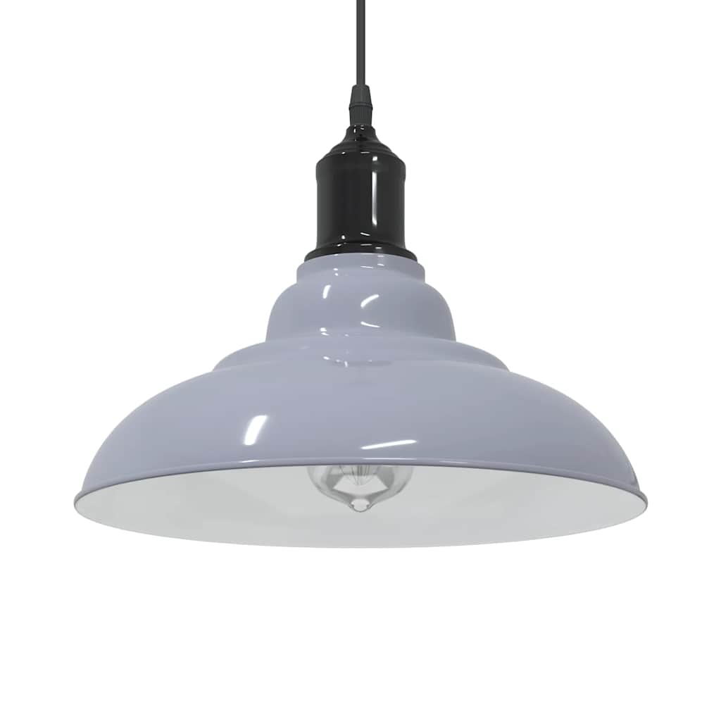 Pendant Lamp Height Adjustable E27 Gloss Grey 31 cm Metal
